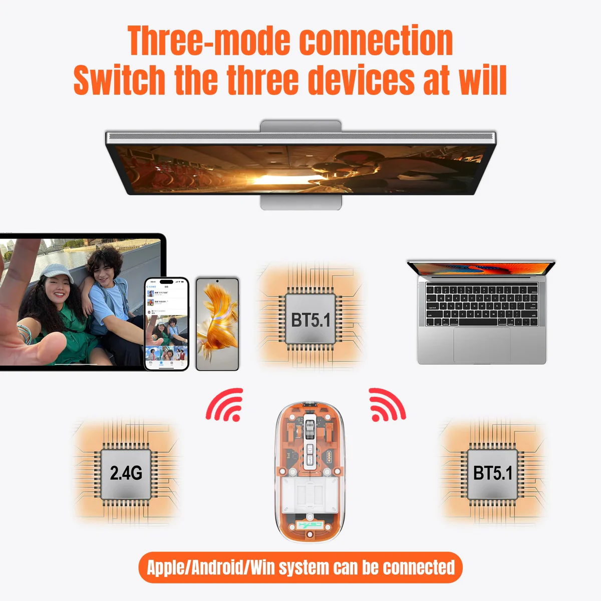 ZC 3-Mode Wireless Transparent 2.4G RGB Mouse - Image 17
